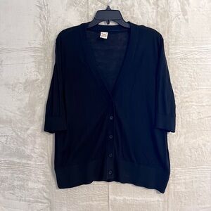 Faded Glory Black Cardigan Sweater Light Weight V-Neck 2X